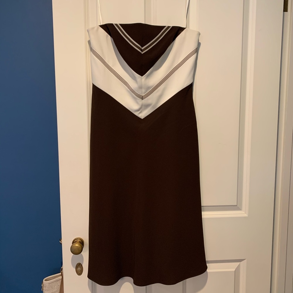 Brown/cream strapless Liz Claiborne dress size 10